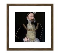 Anonymous Portrait Dudley 1st Earl Leicester Painting 8X8 Inch Square Wooden Framed Wall Art Print Picture with Mount Artery8 Brown One Size