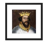 Anonymous Portrait King Henry I England Painting 8X8 Inch Square Wooden Framed Wall Art Print Picture with Mount Artery8 Black One Size