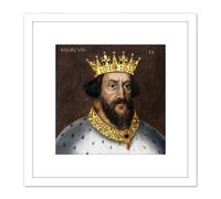 Anonymous Portrait King Henry I England Painting 8X8 Inch Square Wooden Framed Wall Art Print Picture with Mount Artery8 White One Size