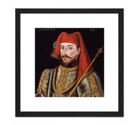 Anonymous Portrait King Henry IV England Painting 8X8 Inch Square Wooden Framed Wall Art Print Picture with Mount Artery8 Black One Size