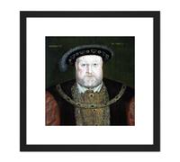 Anonymous Portrait Old King Henry VIII England Painting 8X8 Inch Square Wooden Framed Wall Art Print Picture with Mount Artery8 Black One Size