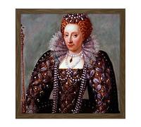 Anonymous Portrait Queen Elizabeth I England Painting Square Wooden Framed Wall Art Print Picture 16X16 Inch