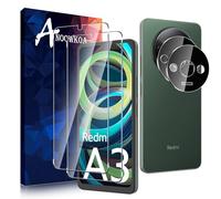 Anoowkoa 2+2 Pack for Redmi A3 Screen Protectors and Camera Lens Protectors Guard Tempered Glass Film