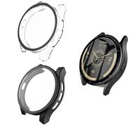 Anoowkoa 2 Pack Hard Case for Garmin Venu 3s 41mm Built in Tempered Glass Ultra-Thin Shockproof Overall Protective Cover for Garmin Venu 3s，Transparent + Black