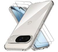 Anoowkoa Case for Google Pixel 10/Google 10 Pro with 2 Pack Screen Protectors, TPU and PC Hybrid Acrylic Slim Phone Case,Never Yellow Ultra Clear Crystal Protective Hard Back Cover,Shockproof Case