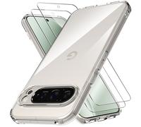 Anoowkoa Case for Google Pixel 10 Pro XL with 2 Pack Screen Protectors, TPU and PC Hybrid Acrylic Slim Phone Case,Never Yellow Ultra Clear Crystal Protective Hard Back Cover,Shockproof Case