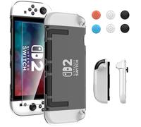 Anoowkoa Clear Case Compatible with Nintendo Switch 2 2025 7.9" Dockable Case,2 Soft TPU Cover for Switch Joy-Con with 1 Nintendo Switch 2 Tempered Glass Screen Protector and 6 Thumb Stick Caps