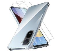 Anoowkoa SOFT Silicone TPU Case Xiaomi Redmi A7 Pro/Poco C81/Poco C81 Pro 4G Phone Case Clear+2 Pack Screen Protectors Tempered Glass Film Protective Bumper Cover Transparent Shock Absorption