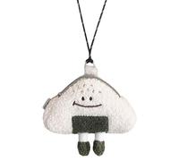 Anopo Cute Plush Coin Purse for Women Kawaii Change Pouch with Zipper Novelty Onigiri Shaped Coin Purse White