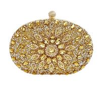 Anopo Elegant Women's Rhinestone Gold Clutch Purses for Evening Luxury Sparkly Handbag with Sunflower Design for Wedding Formal Party