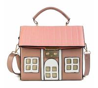 Anopo House Shaped Unique Novelty Purse for Women Mini Funny Weird Shoulder Crossbody Bag Handbag Clutch PU Leather Pink