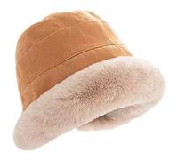 Anopo Winter Faux Fur Bucket Hat Cotton Lambs Wool Fluffy Warm Fisherman Cap Plush Thick Wind Protection Hats for Women Girls Ginger