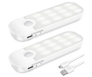 ANOPU Motion Sensor Lights Indoor, 2 Pack USB Rechargeable Stick on Lights with 3 Modes, Wireless Motion Sensor Light with Magnetic Strips for Wardrobes, Stairs, Hallway, Bedroom, Cupboard