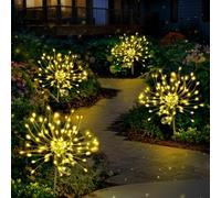 Anordsem Solar Garden Lights Outdoor: Bendable Copper Wire with 120 LED Firework Beads - Waterproof 2 Warm Lighting Modes for Yard Patio Path - Gardening Gifts for Homeowner Gardener