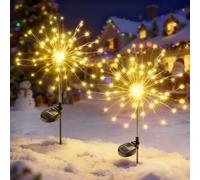 Anordsem Solar Lights Outdoor Garden: 120 LED Firework Fairy Lamp 2 Pack - Waterproof Warmwhite Landscape Lighting for Yard Party - Christmas Decoration Gift for Women Mum Wife