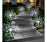 Anordsem Solar Lights Outdoor Garden: 120 LED Sparkler Firework Lamp 6 Pack - White Waterproof Landscape Lighting for Yard Lawn Planter Fence - DIY Decoration Gift for Women Friends