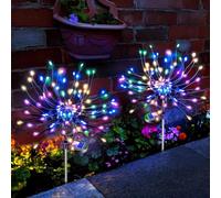 Anordsem Solar Lights Outdoor Garden: 2 Pack DIY Waterproof LED Firework Solar Light - Coloured Garden Ornaments Outdoor for Patio Pathway Lawn - Gardening Gifts for Women Mum Wife