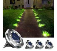 Anordsem Solar Lights Outdoor Garden: 4 Pack Stainless Steels 8 LED Ground Light - Waterproof White Lighting for Pathway Deck - Gardening Gifts for Homeowners
