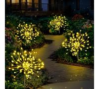 Anordsem Solar Lights Outdoor Garden: Christmas Decorations Fairy Light Waterproof for Outside - Solar Powered Fireworks 120 LED Lamp Gift for Patio Yard Party Pathway Lawn Decorativ [4 Pack]