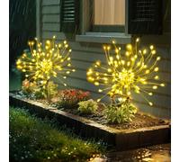 Anordsem Solar Lights Outdoor Waterproof: Garden Light Solar Powered for Outside Decorative - Fairy Light Cloured Lighting for Fence Patio - LED Firework DIY Decorating Gifts for Homeowners Women
