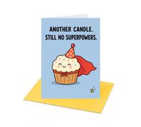 Another Candle Still No Superpowers Card | Superhero Cupcake | With Envelope | Funny Birthday Gifts | Greeting Card | For Him or Her | 12.7 x 17.8cm