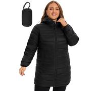 ANOTHER CHOICE Plus Size Packable Puffer Jacket for Women, Lightweight Quilted Puffer Coat with Hood, Black, 4X