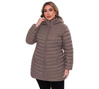 ANOTHER CHOICE Plus Size Puffer Jacket for women, Packable Hooded Lightweight Travel Puffy Jacket (1X-6X), Tan, 4X