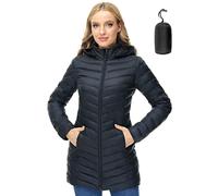 ANOTHER CHOICE Women Puffer Jacket Hooded Warm Lightweight Packable Quilted Puffer Coat Outwear, Black, L