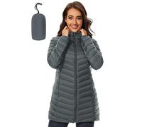 ANOTHER CHOICE Women Puffer Jacket Hooded Warm Lightweight Packable Quilted Puffer Coat Outwear, Deep Grey, Small