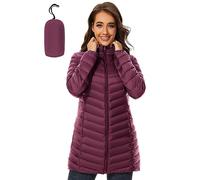 ANOTHER CHOICE Women Puffer Jacket Hooded Warm Lightweight Packable Quilted Puffer Coat Outwear, Wine, S