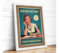 Another Meeting? Retro Framed Wall Art Print A2 (59.4×42cm) White, Wall Decor for Living Room, Bedroom, Office & Home, Ready to Hang, Art Gift