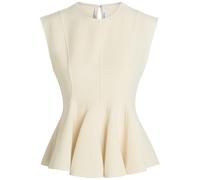 Another Tomorrow Double Face Flared-hem Stretch-wool top - Beige - 42 (UK10 / S)