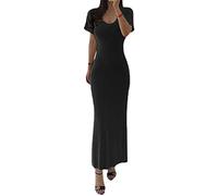 AnotherChill Women's Casual Lounge Slip Long Dress Sexy Sleeveless Backless Bodycon Maxi Dresses 2022 Spring Slim Elegant, E.black, Large