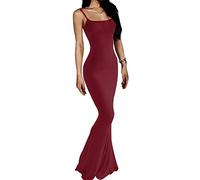 AnotherChill Women's Casual Lounge Slip Long Dress Sexy Sleeveless Backless Bodycon Maxi Dresses 2023 Summer Slim Elegant, Wine, M