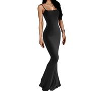 AnotherChill Women's Casual Lounge Slip Long Dress Sexy Sleeveless Backless Bodycon Maxi Dresses 2023 Summer Slim Elegant Black, black, L