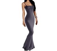 AnotherChill Women's Casual Lounge Slip Long Dress Sexy Sleeveless Backless Bodycon Maxi Dresses 2025 Summer Slim Elegant, Purple, XL