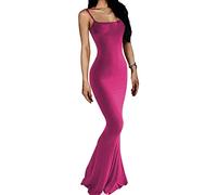 AnotherChill Women's Casual Lounge Slip Long Dress Sexy Sleeveless Backless Bodycon Maxi Dresses 2025 Summer Slim Elegant, Rose, S
