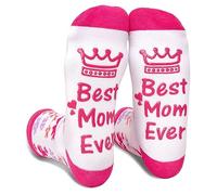 ANOTION Best Mom Ever Socks - Novelty Fun Gifts for Women - Mother's Day, Birthday, Christmas, White Elephant, New Year - Funny Stocking Stuffers, Personalized Warm Present