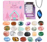 ANOTION Crystal Advent Calendar 2025, 24 Days Christmas Countdown Gemstones Natural Chakra Healing Stones Novelty Minerals Fossils Beauty Kit for Adult Teens Boys Girls, Spiritual Gifts for Women