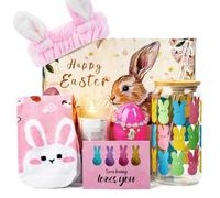 ANOTION Easter Gifts for Teens Girls, Women, Bunny Gifts Set, Easter Basket Stuffers Gift, Rabbit Hairband, 18oz Rabbit Glass Iced Coffee Cup, Bunny Bracelets, Socks, Birthday Gifts for Girls