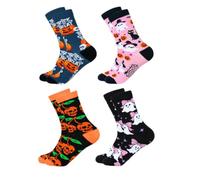 ANOTION Halloween Socks,Novelty Socks for Men Women Boys Girls Gift, Pumpkin Ghost and Skeleton Pattern Gift for Men Women Christmas Thanksgiving (4)