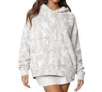 Anoumcy Camo Hoodie Womens Maple Leaf Fleece Hooded Sweatshirt Oversized Camouflage Hoodies For Women Trendy, 01# Light Grey-maple Leaf, Medium