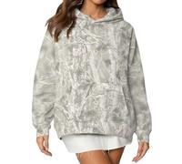 Anoumcy Camo Hoodie Womens Maple Leaf Fleece Hooded Sweatshirt Oversized Camouflage Hoodies For Women Trendy, 02# Light Grey-pine Tree, S