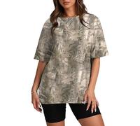 Anoumcy Camo Shirt for Women Mens Maple Leaf Print Camouflage T Shirt Summer Short Sleeve Oversized Camo Tee Shirts Tops, 2# Khaki Brown, M
