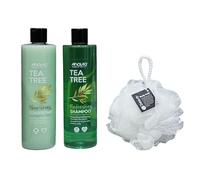 Anovi@ Refreshing & Nourishing Tea Tree Shampoo & Conditioner Set, Provides a cooling effect on the scalp, perfect for a refreshing hair - 415ml Each With Free Exfoliating Beauty Body Puff
