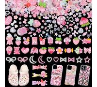 Anower Junk Case Charms Kit, Junk Phone Case Charm, Flatback Lollipop Candy Bear Flower Fruit Mushroom Cartoon Cute Slime Charms for DIY Crafts, Scrapbooking, Jewelry Making-S4