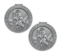 ANOWVI Saint Christopher Medal for Car, Visor Clips for Cars, Saint Christopher Medal for Car Visor, Gift for Drivers, Car Travel Accessories for Families of