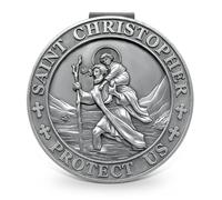 ANOWVI St Christopher Medal for Car, Visor Clips for Cars, Raised Lettering Saint Christopher Medal for Car Visor, Gift for Drivers, Car Travel Accessories for Long Trips Families, Friends