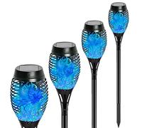 AnPingXin 4Pcs Solar Flame Light Outdoor Garden 20"" Solar Torch Lights Flickering Dancing Flame Light Garden Lights Dusk to Dawn Decoration Waterproof for Yard Patio Pathway Driveway Walkway (Blue)