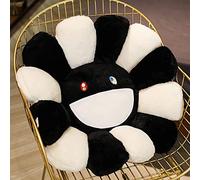 ANPIOX Sunflower Flower Plush Pillow,Cute Rainbow Smiley Face Pillow,Super Soft Flower Seat Cushion for Chair Sofa Bed Home Decor Plush Pillows,Black White black,15.7"/40cm